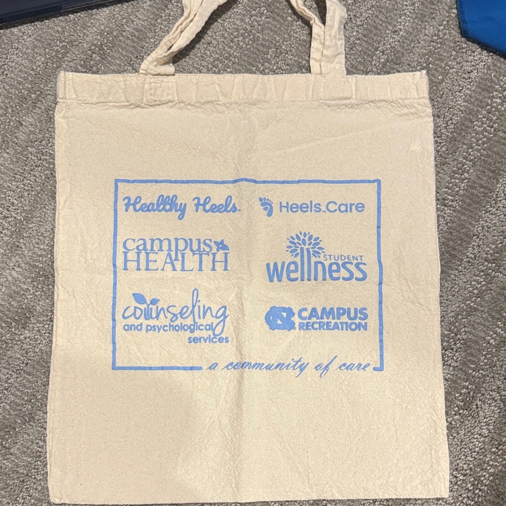 Canvas Wellness Tote Bag with Blue Print